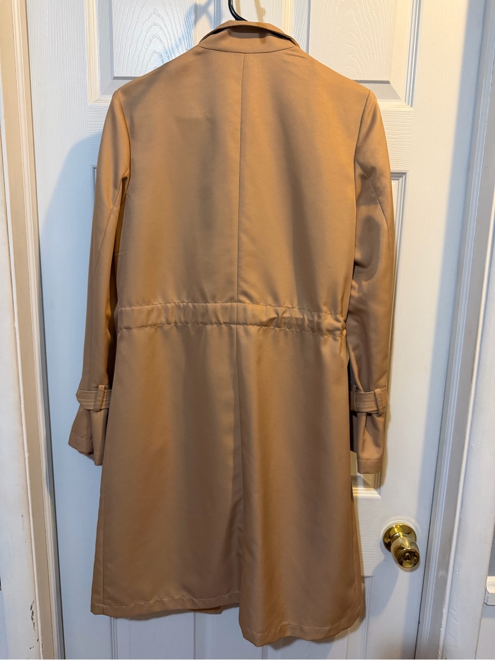 Halogen Trench Coat Women Small  Tan Draped Open Front Minimalist Chic mint - Picture 6 of 9